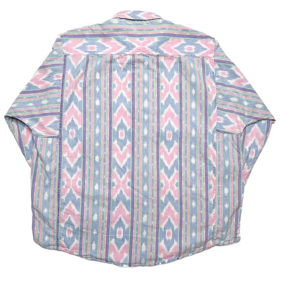 Sudden Impact Vintage Southwestern Print Button Up Shirt Pastel Womens Large 80s - Picture 3 of 11